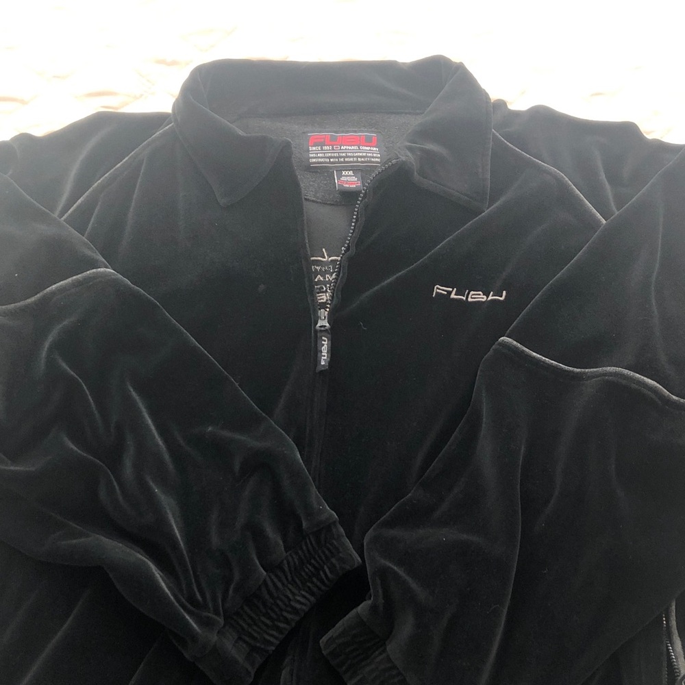 FUBU Vintage Y2K Black Velour Track Suit Men’s 3XL w Drawstring Please Read - Picture 3 of 12